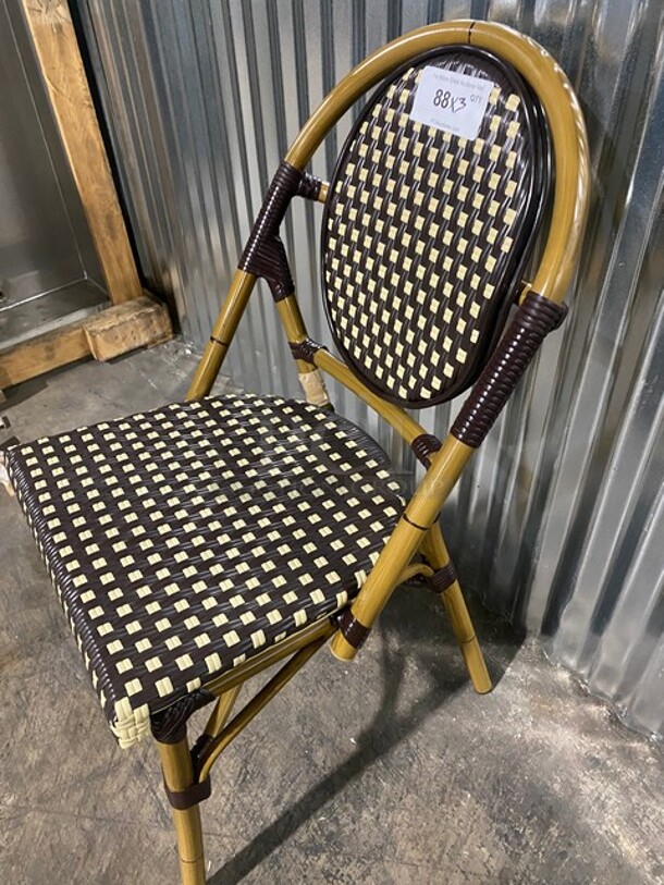 NEW! Nice Aluminum Bamboo Patio Dinning Side Chair In Brown! 3x Your Bid! - Image 7 of 7