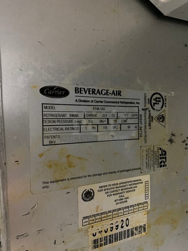 Beverage Air Stainless Steel Commercial 2 Door Reach In Freezer! On Casters! 115V 1 Phase! Model: EF48-1AS!  - Image 6 of 8