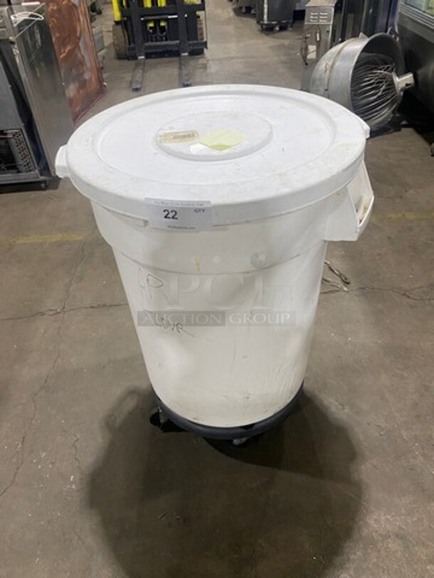 Bakers Mark White Poly Bulk Ingredient Bin! With Lid! On Dolly! - Image 1 of 5