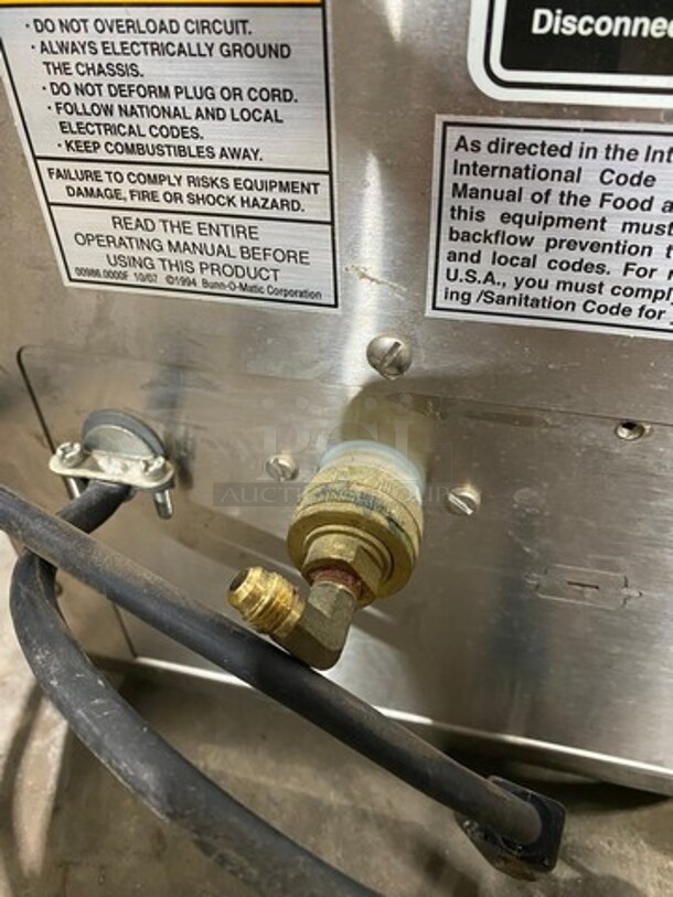 Bunn Commercial Countertop Iced Tea Machine! Stainless Steel Body! Model: ITCBDV29TRK SN: ITCB076534 120V 60HZ 1 Phase - Image 10 of 11