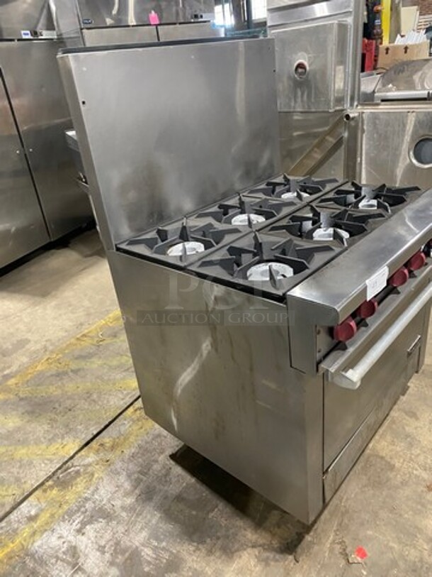 Therma Tek Commercial Natural Gas Powered 6 Burner Stove! With Raised Back Splash! With Oven Underneath! All Stainless Steel! On Legs! - Image 3 of 10
