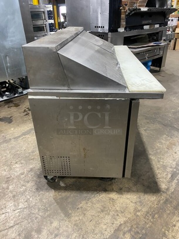 True Commercial Refrigerated Sandwich Prep Table! With Commercial Cutting Board! With 3 Door Storage Space Underneath! Poly Coated Racks! All Stainless Steel! On Casters! Model: TSSU7230MBST SN: 14451332 115V 60HZ 1 Phase - Image 3 of 9