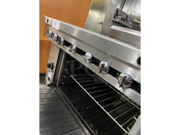 US Range Natural Gas Powered French Top Range! With Full Size Oven Underneath! All Stainless Steel! On Casters!  - Image 7 of 12