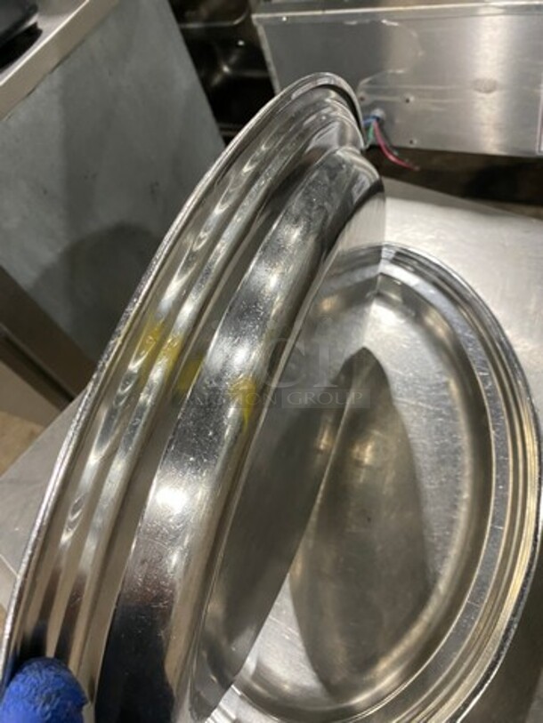 NICE! OVAL STAINLESS STEAL SERVING TRAYS, 5X YOUR BID! - Image 2 of 3