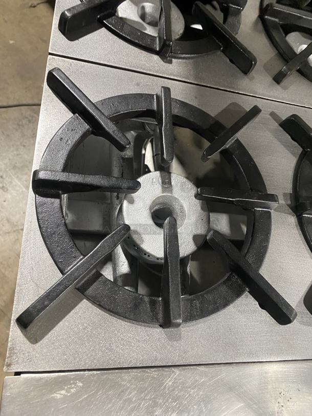WOW! Southbend/Hussman Natural Gas Powered 12 Burner Stove! With 2 Full Sized  Ovens/One Oven With Convection! With Full Size Salamander! With Metal Oven Racks! With Raised Back Splash & Salamander! All Stainless Steel! On Casters! Working When Removed! - Image 4 of 8