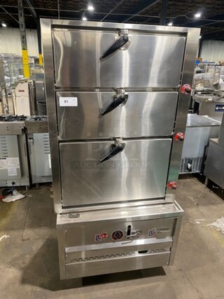 All Stainless Steel Triple Deck Natural Gas Powered Steamer! On legs   