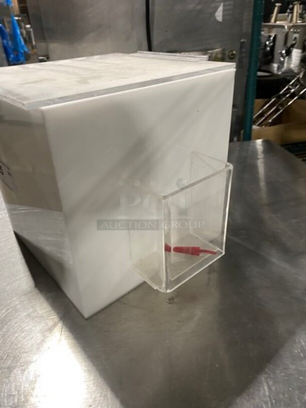 White Poly Multi-Purpose Container! With Clear Hinged Lid! With Side Cubbie! - Image 2 of 6