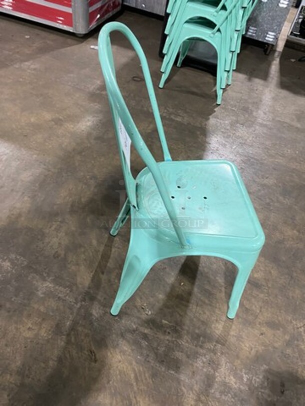 Light Blue Coated Tolix Style Metal Chairs! 4x Your Bid! - Image 4 of 6