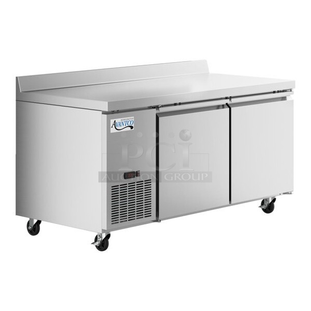 BRAND NEW! Avantco SS-WD-2R 67" Stainless Steel Extra Deep Worktop Refrigerator with 3 1/2" Backsplash	 - Image 1 of 1