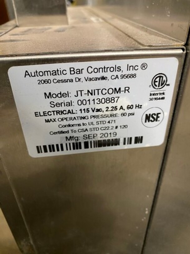 LATE MODEL! 2019 Joe Tap Commercial Nitro Cold Brew Coffee Dispenser! All Stainless Steel! Model: JTNITCOMR SN: 001130887 115V - Image 7 of 8