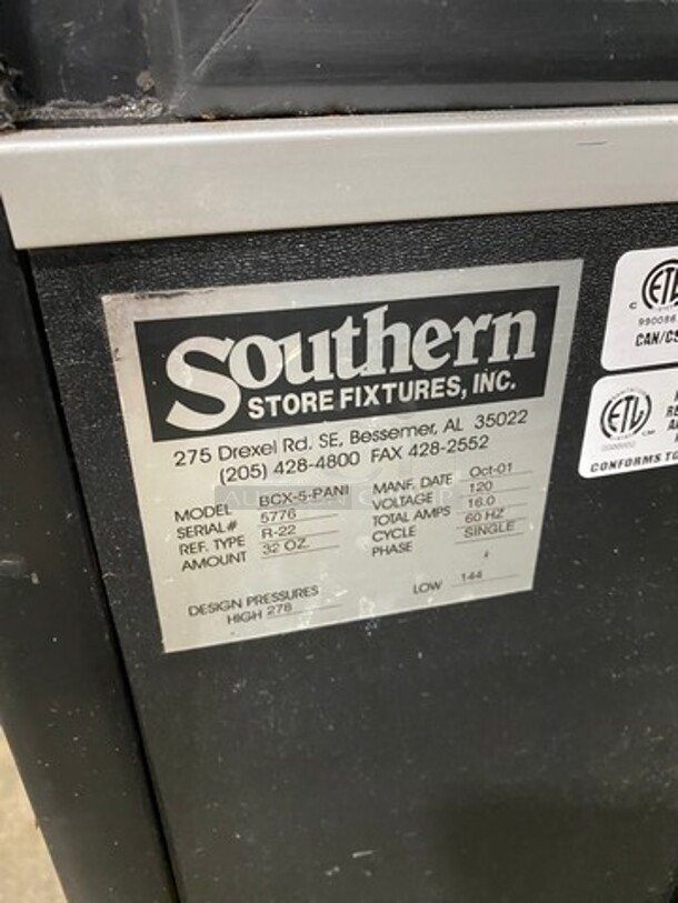 Southern Commercial Refrigerated Deli Display Case Merchandiser! With Curved Front Glass! With Rear Access Doors! Model: BCX5PANI SN: 5776 120V 60HZ 1 Phase - Image 6 of 7