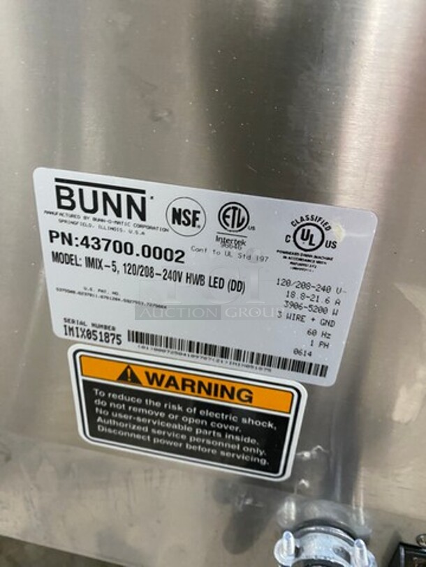 Bunn Commercial Countertop Hot Beverage Dispenser! Model: IMIX5 SN: IMIX051875 120/208/240V 60HZ 1 Phase - Image 5 of 8