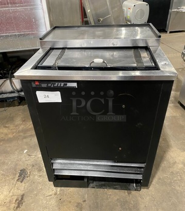 True Commercial Under The Counter Bottle Cooler! With Single Stainless Steel Sliding Top Door! Model TD-24-07 Serial 14037637! 115V 1Phase!