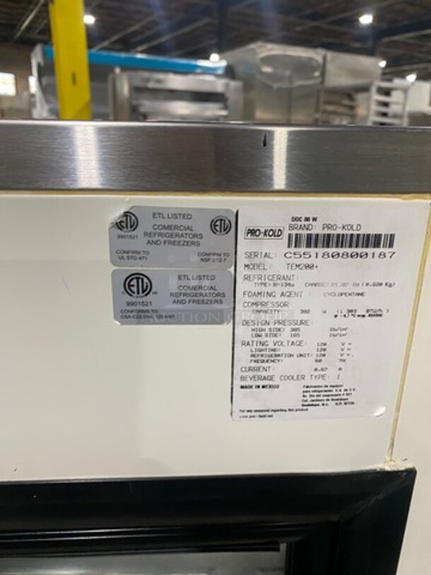 Pro Kold Commercial Refrigerated Deli/Bakery Display Case Merchandiser! With Curved Front Glass! With Rear Access Doors! Model: TEM2000 SN: C55180800187 120V - Image 7 of 9