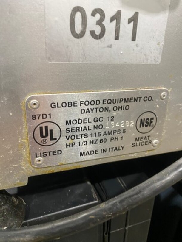 Globe Commercial Countertop Deli/ Meat Slicer! All Stainless Steel! Model: GC12 SN: 134262 115V 60HZ 1 Phase - Image 5 of 8
