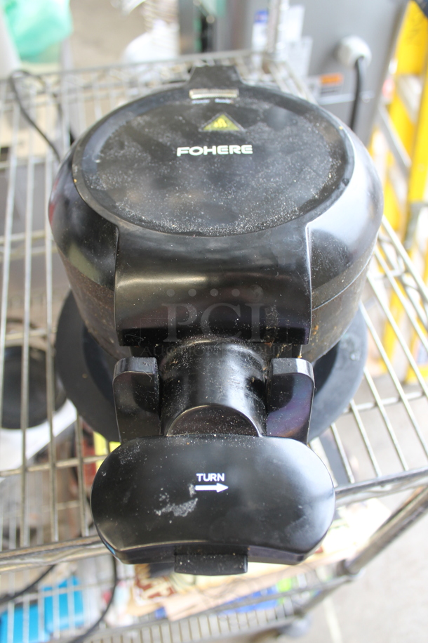 Fohere GH-6005 Metal Countertop Double Rotating Waffle Maker. 120 Volts, 1 Phase. Tested and Working! - Image 1 of 4
