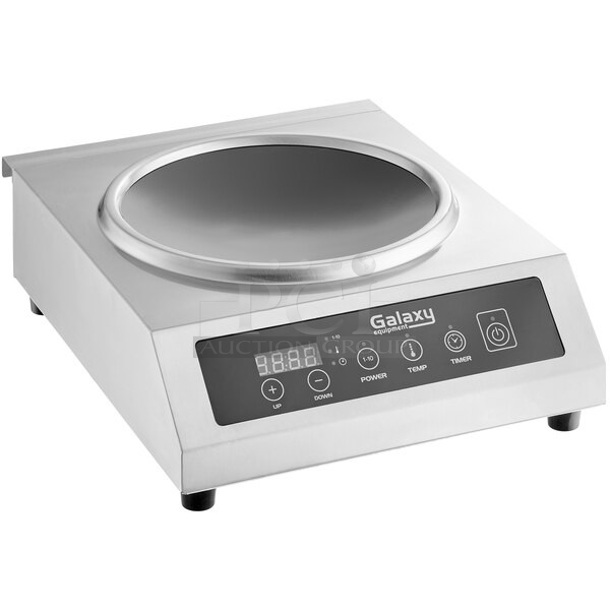 BRAND NEW SCRATCH AND DENT! Galaxy 177GIWC18 Stainless Steel Commercial Countertop Induction Range. 120 Volts, 1 Phase. 