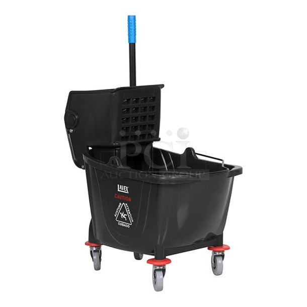 BRAND NEW SCRATCH AND DENT! Lavex 274MOPBCKTBK 35 Qt. Black Mop Bucket & Side Press Wringer Combo