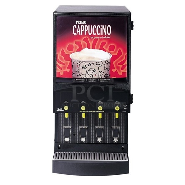 BRAND NEW SCRATCH AND DENT! Curtis CAFEPC4CS10000 Metal Commercial Four Station Cappuccino Machine. 120 Volts, 1 Phase.