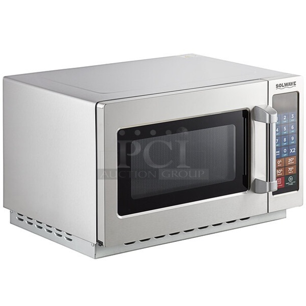 BRAND NEW SCRATCH AND DENT! 2023 Solwave 180MW112T Stainless Steel Commercial Countertop Microwave Oven. 120 Volts, 1 Phase. Tested and Working!