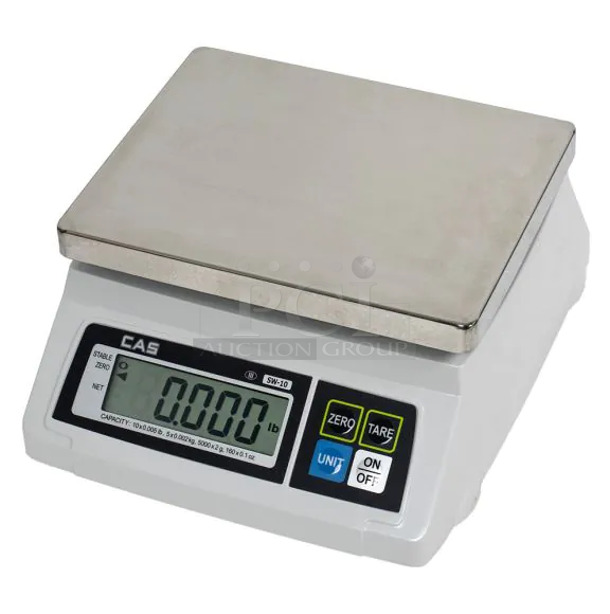 BRAND NEW IN BOX! CAS SW-10 Stainless Steel Commercial Countertop 10 Pound Capacity Scale. 