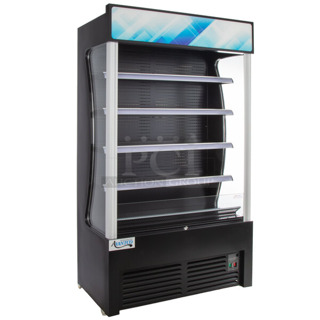 BRAND NEW SCRATCH AND DENT! Avantco 189BVAC46HC 46" Black Refrigerated Air Curtain Merchandiser Open Grab N Go. Tested and Powers On But Does Not Get Cold