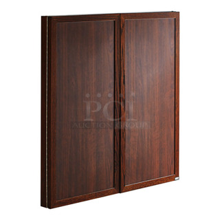 BRAND NEW SCRATCH AND DENT! Aarco WP-36 36" x 36" Enclosed Walnut Laminate White Markerboard / Cork Bulletin Planning Board