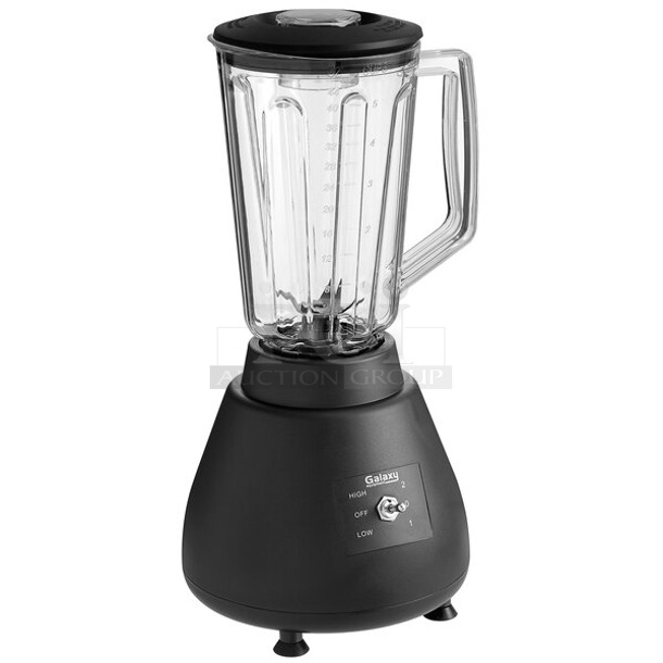 BRAND NEW SCRATCH AND DENT! Galaxy GB440 1/2 hp Bar Blender with Toggle Controls and 44 oz. Polycarbonate Container. 120 Volts, 1 Phase. Tested and Working! - Image 1 of 3
