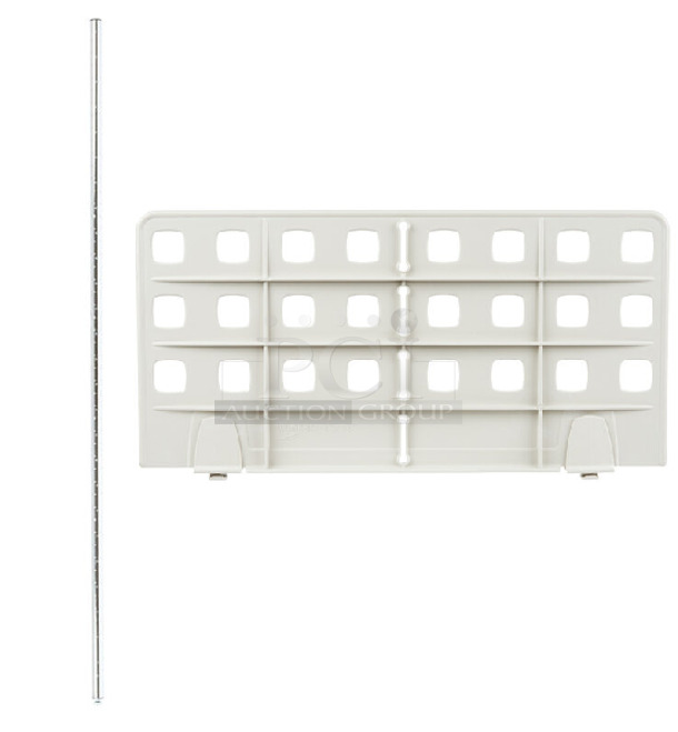 5 BRAND NEW SCRATCH AND DENT! Items; 4 Metro 74P Stationary Super Erecta SiteSelect 74" Chrome Post, Metro MQD18-8 MetroMax Q Polymer Shelf Divider - 8" x 18". 5 Times Your Bid! May Be Missing Pieces.  - Image 1 of 7