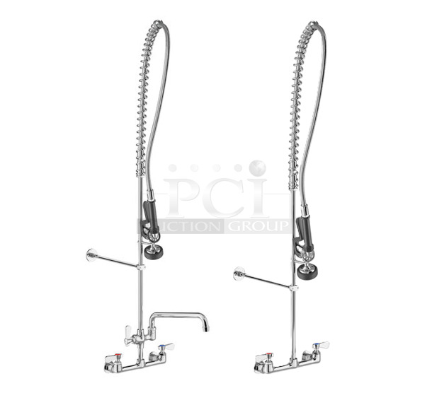 2 BRAND NEW SCRATCH AND DENT! Regency 600PRW812 1.15 GPM Wall-Mounted Pre-Rinse Faucet with 8" Centers and 12" Add-On Faucet and Regency 600PRW8X 1.15 GPM Wall-Mounted Pre-Rinse Faucet with 8" Centers. 2 Times Your Bid! - Image 1 of 4