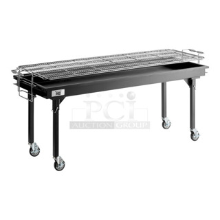 BRAND NEW SCRATCH AND DENT! Backyard Pro CHAR-72 72" Heavy-Duty Steel Charcoal Grill with Adjustable Grates, Removable Legs, and Cover
