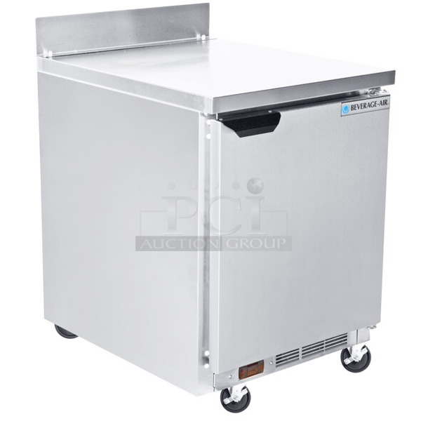 BRAND NEW SCRATCH AND DENT! Beverage Air WTF24AHC Stainless Steel Commercial Single Door Work Top Freezer on Commercial Casters. 115 Volts, 1 Phase. Tested and Working! - Image 1 of 6