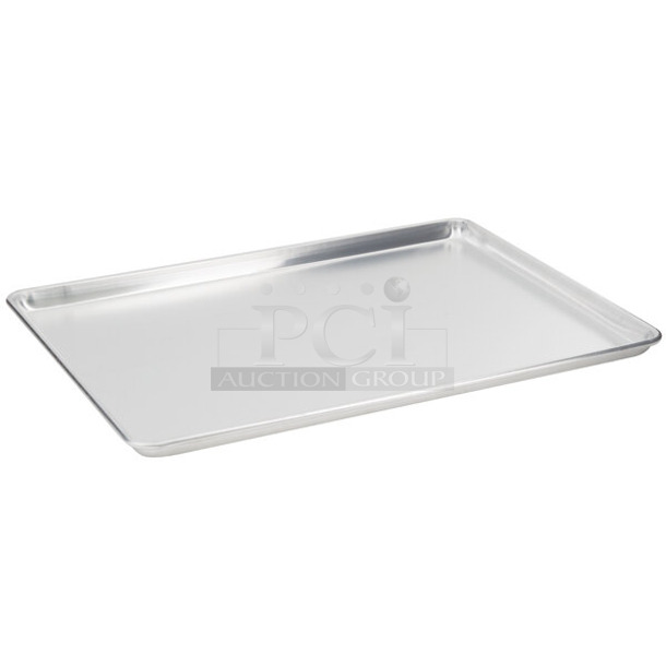 BRAND NEW SCRATCH AND DENT! Box of 12 9369002 Vollrath 9002 Wear-Ever Full Size 18 Gauge 18" x 26" Wire in Rim Aluminum Bun / Sheet Pan - Image 1 of 3