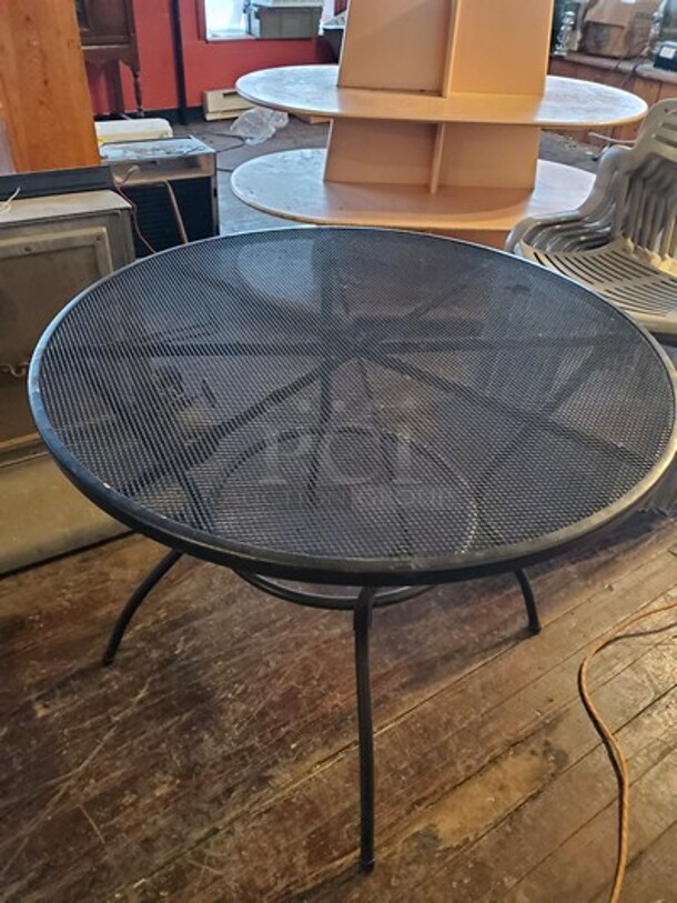 Round Black Indoor-Outdoor Steel Patio Table
