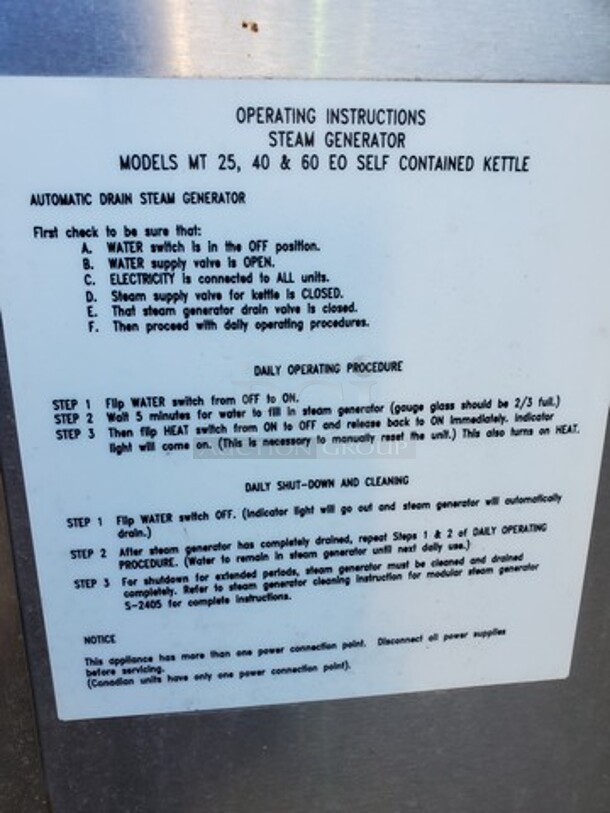 MARKET FORCE MT60B0 ELETRIC  480 VOLTS Kettle 48X33X44 - Image 7 of 9