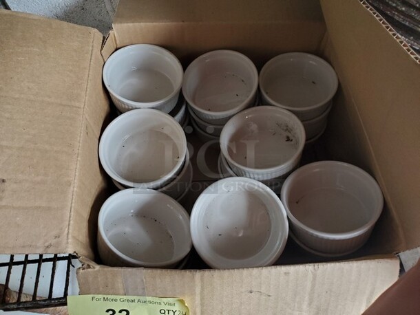 ALL ONE MONEY Lot of 24  White Fluted China Souffle! - Image 2 of 2