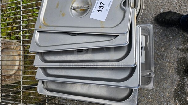 Lot of 5 Stainless Steel Lids for Food Pans - Image 2 of 4