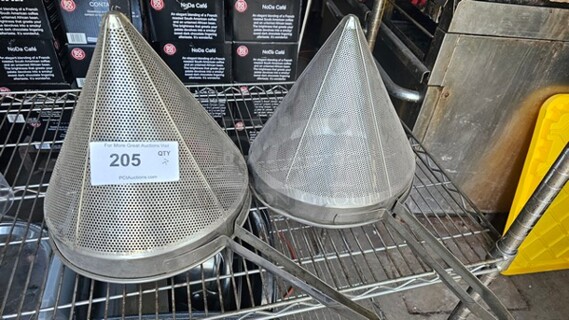 Lot of 2 Stainless Steel Fine China Cap Strainers