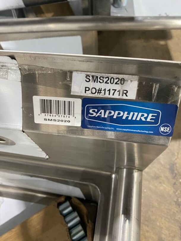 NEW! SCRATCH-N-DENT! Sapphire Single Compartment Prep Sink! All Stainless Steel! With Legs! Model: SMS2020 - Image 8 of 9