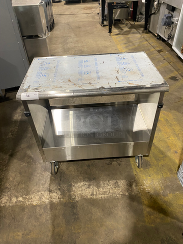 Commercial Portable Prep/ Work Top Table! With Storage Space Underneath! Solid Stainless Steel! On Casters!