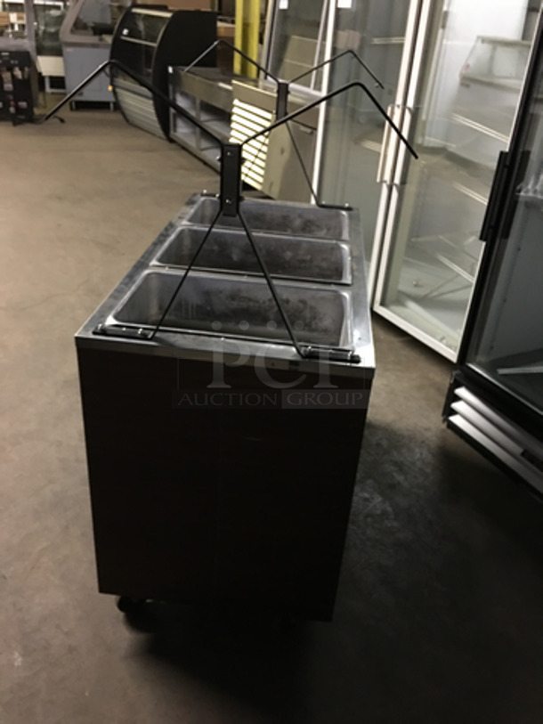Vollrath Commercial Electric Powered 3 Bay Steam Table! Wooden Pattern With Stainless Steel Top! On Casters!Model: 38935 120V 60HZ 1 Phase - Image 4 of 8