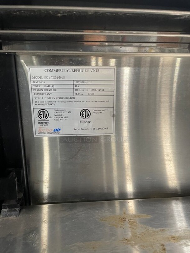 NICE! Turbo Air Commercial Refrigerated Grab-N-Go Case/Merchandiser! With Stainless Steel Interior! 120V! Model: TOM-50LB SN: TML50197018! - Image 6 of 8