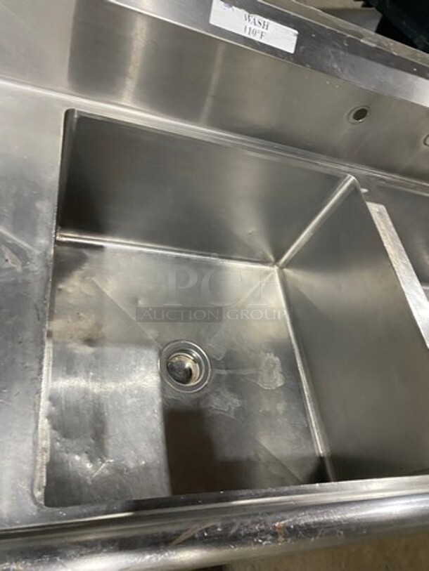 Regency Commercial 3 Compartment Dish Washing Sink! With Dual Side Drain Board! With Back Splash! All Stainless Steel! On Legs! Model: 600S32424224 - Image 7 of 9