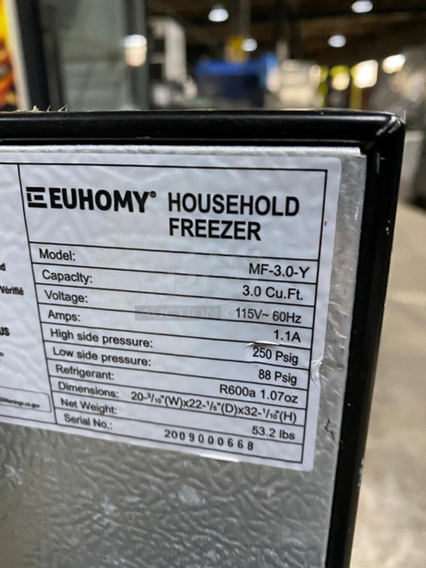 Euhomy Countertop/ Undercounter Single Door Mini Freezer! Stainless Steel Body! Model: MF-3.0-Y SN: 2009000668 115V 60HZ - Image 5 of 8