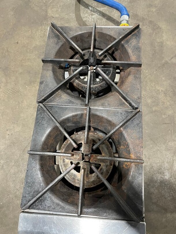 Wow! APW Wyott Commercial Natural Gas Powered Countertop 2 Burner Hot Plate Range! Stainless Steel! On Legs! - Image 5 of 10