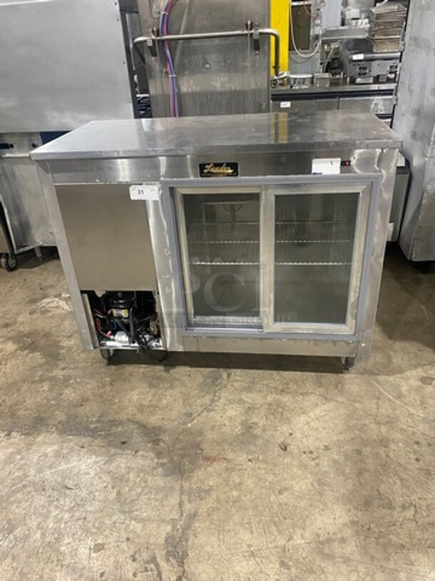 Leader Commercial 2 Sliding Door Back Bar Cooler! With View Through Doors! With Metal Rack! All Stainless Steel! On Legs!