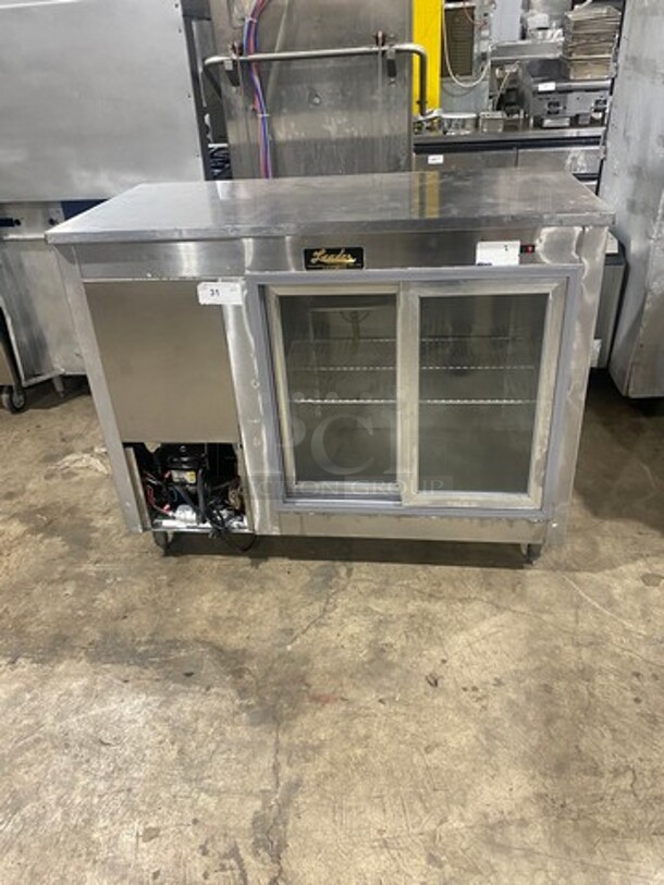Leader Commercial 2 Sliding Door Back Bar Cooler! With View Through Doors! With Metal Rack! All Stainless Steel! On Legs! - Image 1 of 8