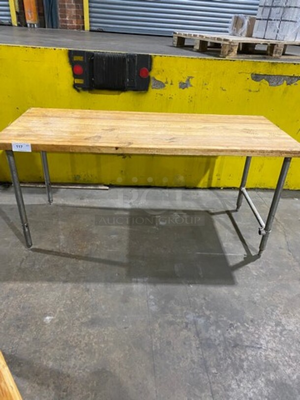 Commercial Butcher Block Table! Stainless Steel Body! On Legs!