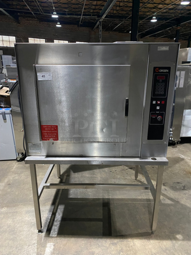 SWEET! Groen Natual Gas Powered Combi Convection Oven! With Metal Oven Racks! With Steam Line! Steam/Cook/Hold! All Stainless Steel! On Legs! Model: CC20G SN: GC7037MS 115V 60HZ