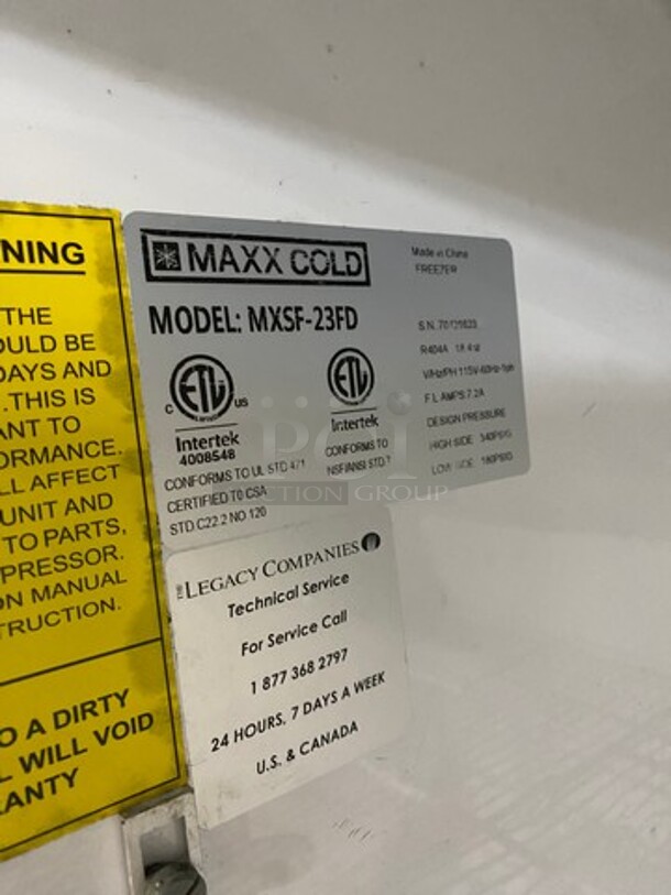 COOL! Maxx Cold Commercial Single Door Reach In Freezer! All Stainless Steel! On Casters! Model: MXSF23FD SN: 170421623 115V 60HZ 1 Phase - Image 8 of 10